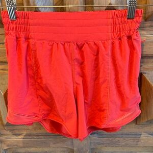 lululemon athletica Vibrant Red Athletic Shorts high rise 4 in hotty hot